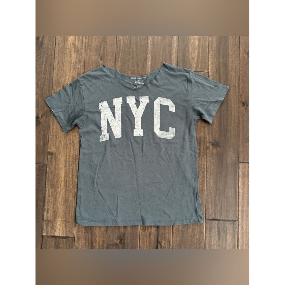Grayson Threads NYC Gray Soft Casual Cutoff Neckline Short Sleeve Tee M